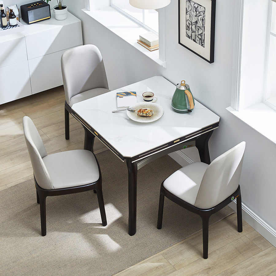 Modern Extendable Stone Drop Leaf Folding Square Dining Table for Dining Room