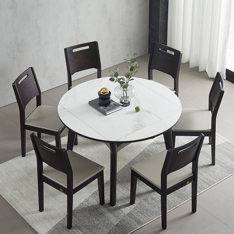 Modern Extendable Stone Drop Leaf Folding Square Dining Table for Dining Room
