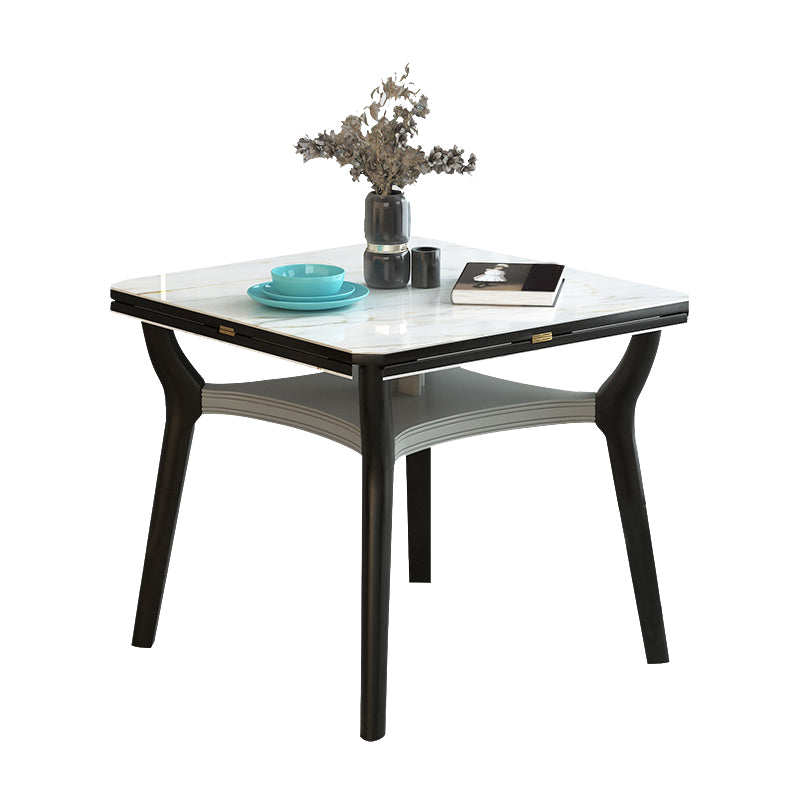 Modern Extendable Stone Drop Leaf Folding Square Dining Table for Dining Room