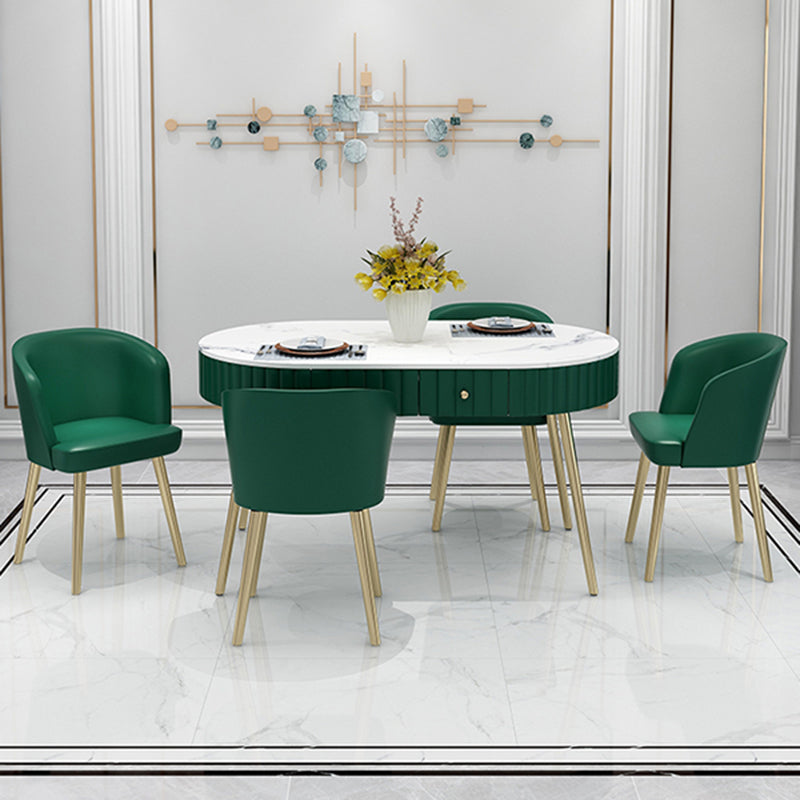 4/5 Pieces Oval White Sintered Stone Top Dining Set for Home