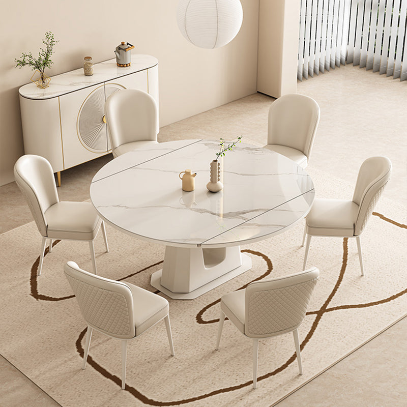 5/7/9/11 Pieces Sintered Stone Top White Round Dining Set for Home
