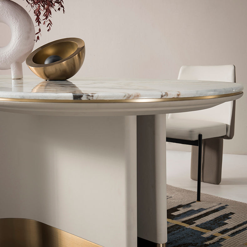 1/5 Pieces Modern Oval Stone Stop White Dining Set for Home Use