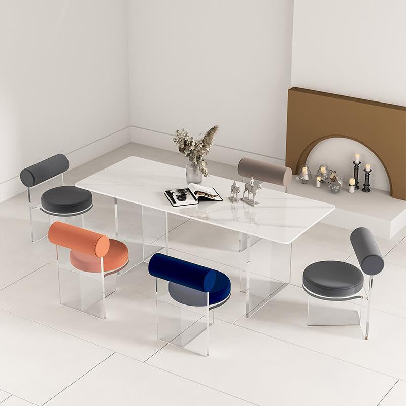 Contemporary Upholstered and Acrylic Dining Side Chair for Home