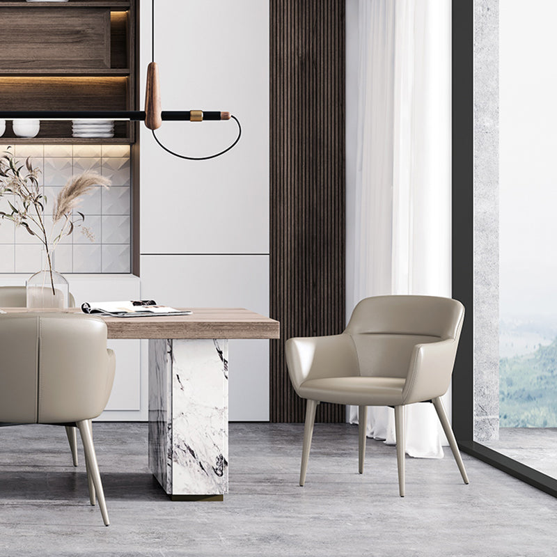 Contemporary Faux Leather Arm Dining and Accent Chairs in Gray