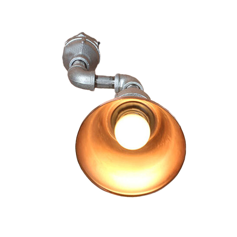 Tapered Metal Wall Sconce Light Industrial Style 1 Light Porch Wall Mount Lamp with Pipe Design in Bronze/Green
