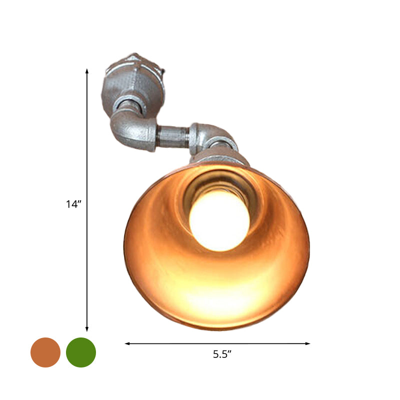 Verjüngte Metallwandleuchter leichter industrieller Stil 1 Leichte Veranda Wandmontagelampe mit Rohrdesign in Bronze/Grün