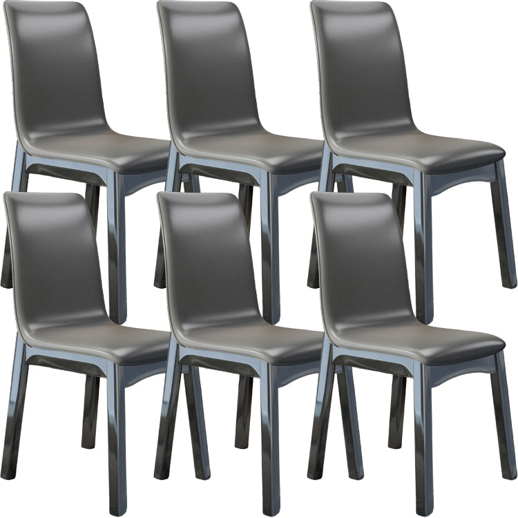Glam Style Leather Parsons Back Wooden Legs Dining Side Chair