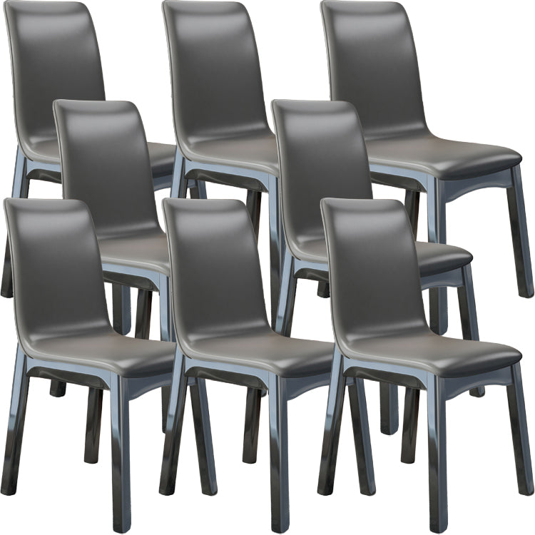 Glam Style Leather Parsons Back Wooden Legs Dining Side Chair