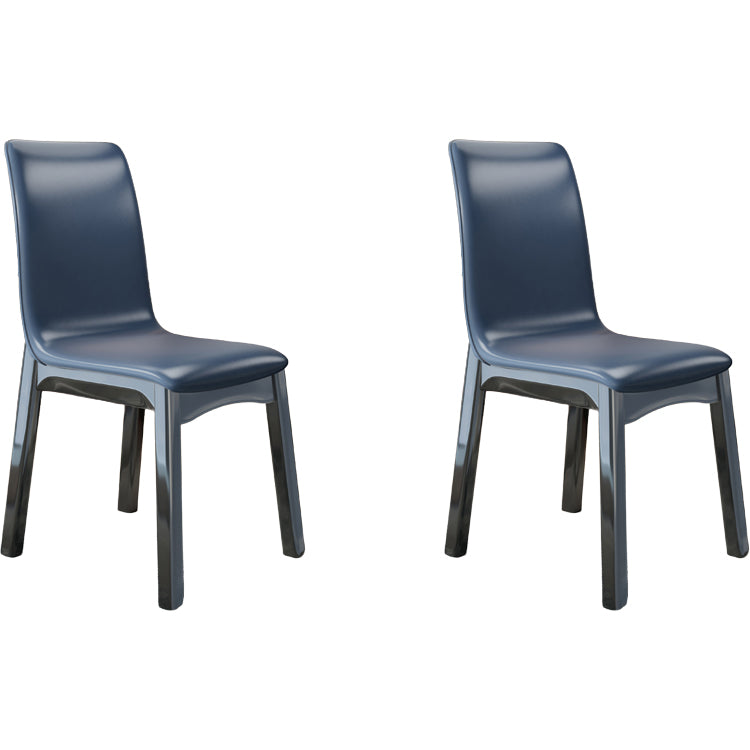 Glam Style Leather Parsons Back Wooden Legs Dining Side Chair