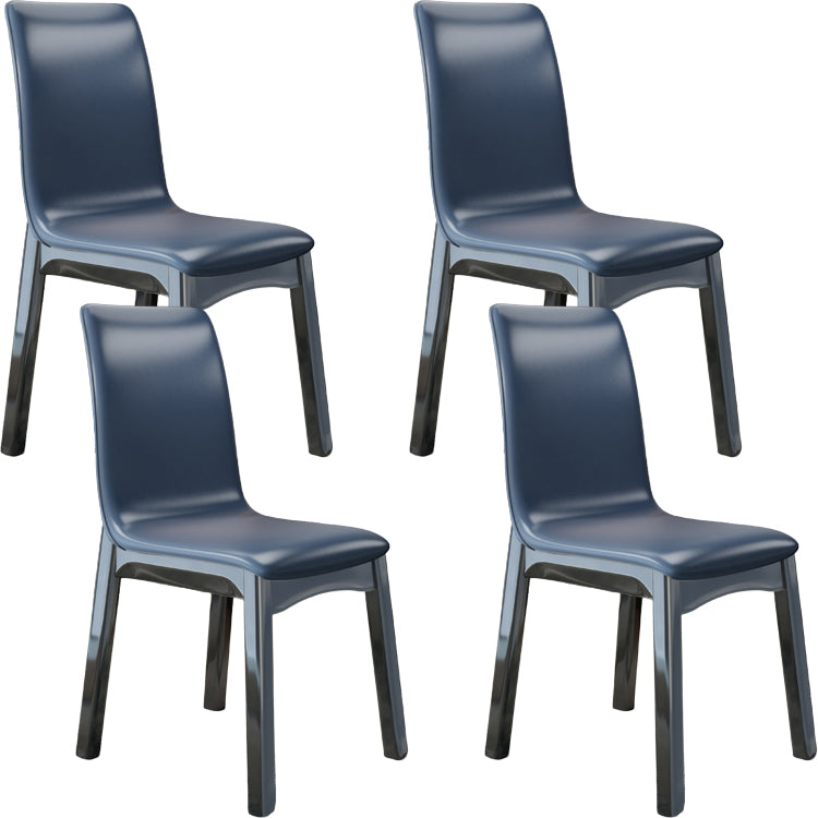 Glam Style Leather Parsons Back Wooden Legs Dining Side Chair