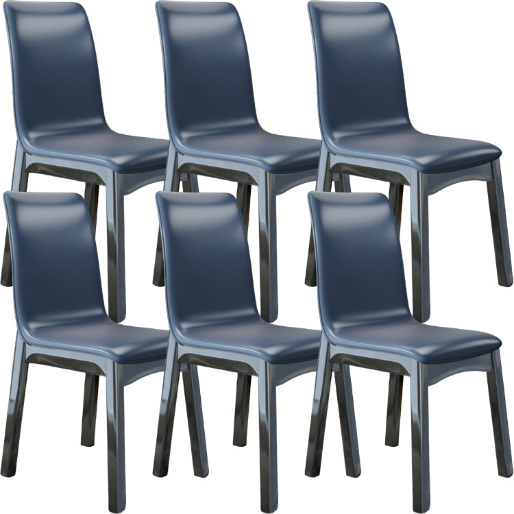 Glam Style Leather Parsons Back Wooden Legs Dining Side Chair