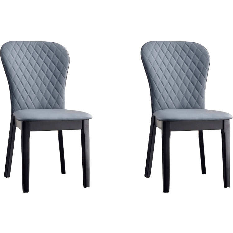 Glam Style Leather Parsons Back Wooden Legs Dining Side Chair