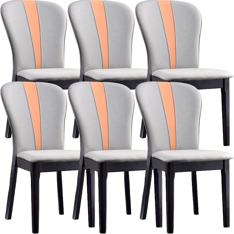 Glam Style Leather Parsons Back Wooden Legs Dining Side Chair