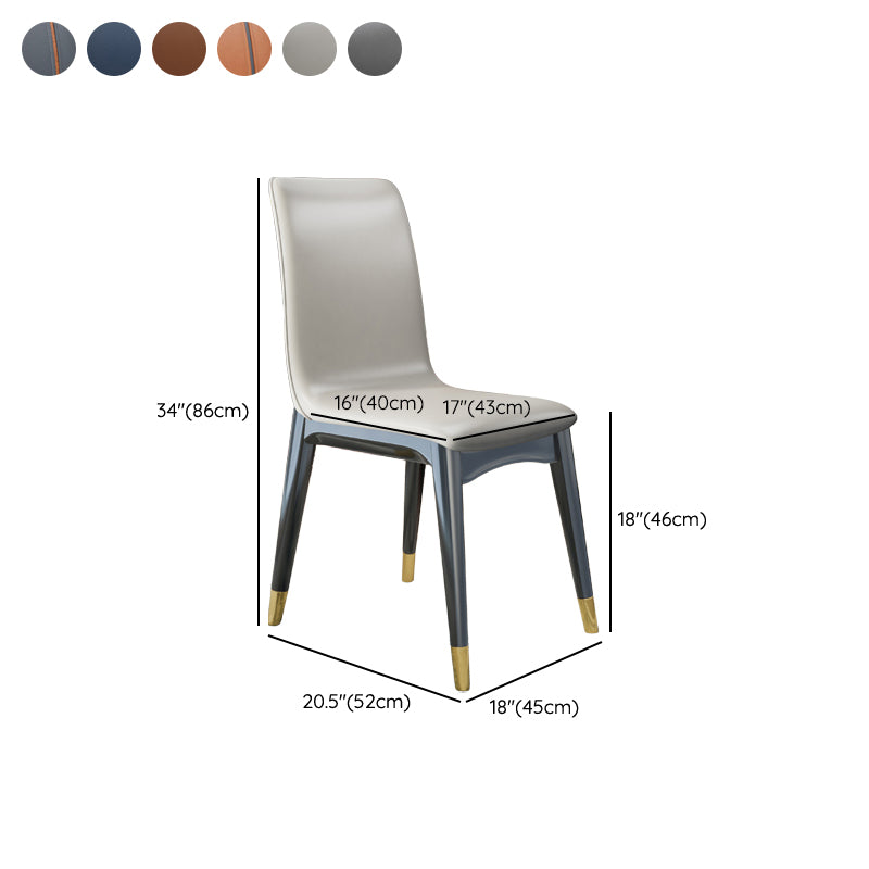Glam Style Leather Parsons Back Wooden Legs Dining Side Chair