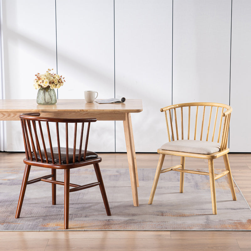Modern Style Slat Back Solid Wood Dining Arm Chair for Home Use