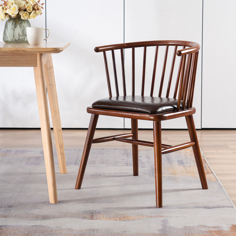 Modern Style Slat Back Solid Wood Dining Arm Chair for Home Use