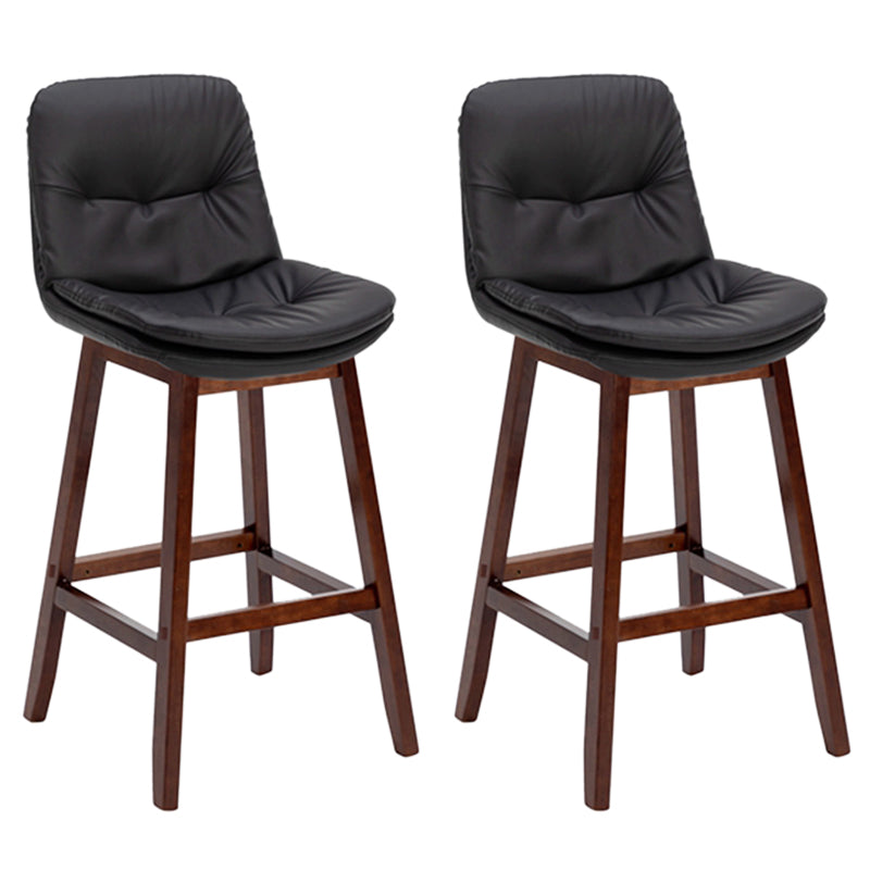 Contemporary Solid Wood Legs Faux Leather Counter Stools with Footrest