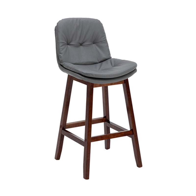 Contemporary Solid Wood Legs Faux Leather Counter Stools with Footrest