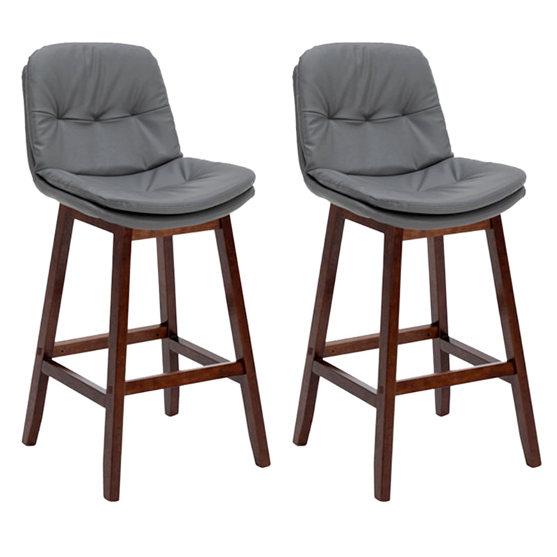 Contemporary Solid Wood Legs Faux Leather Counter Stools with Footrest