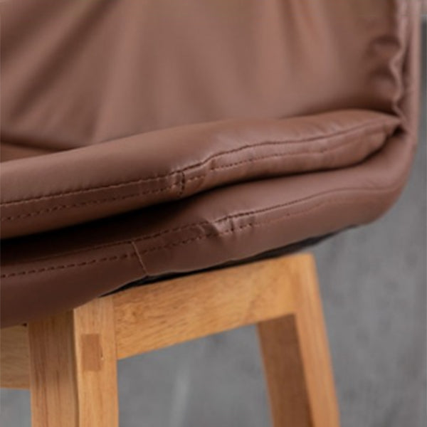 Contemporary Solid Wood Legs Faux Leather Counter Stools with Footrest