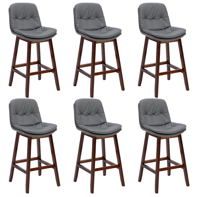 Contemporary Solid Wood Legs Faux Leather Counter Stools with Footrest