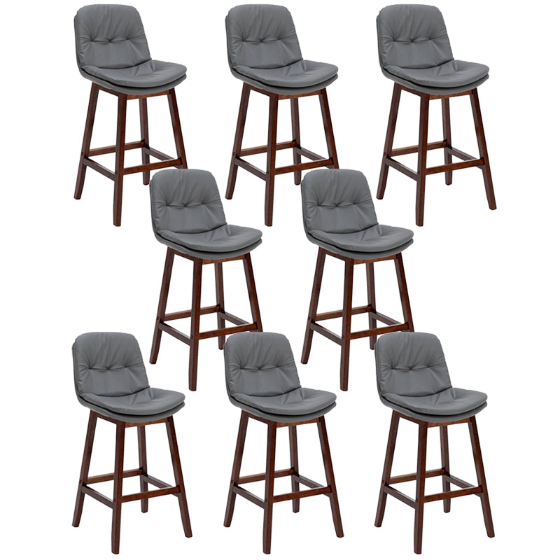 Contemporary Solid Wood Legs Faux Leather Counter Stools with Footrest
