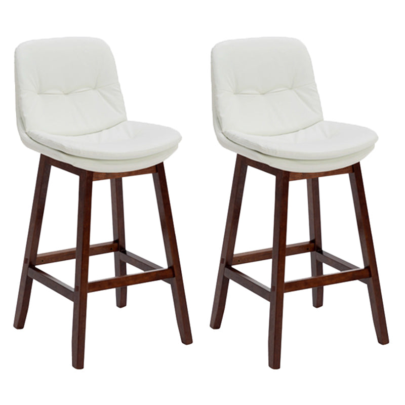 Contemporary Solid Wood Legs Faux Leather Counter Stools with Footrest