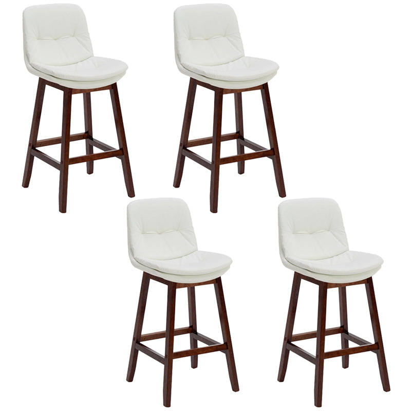 Contemporary Solid Wood Legs Faux Leather Counter Stools with Footrest