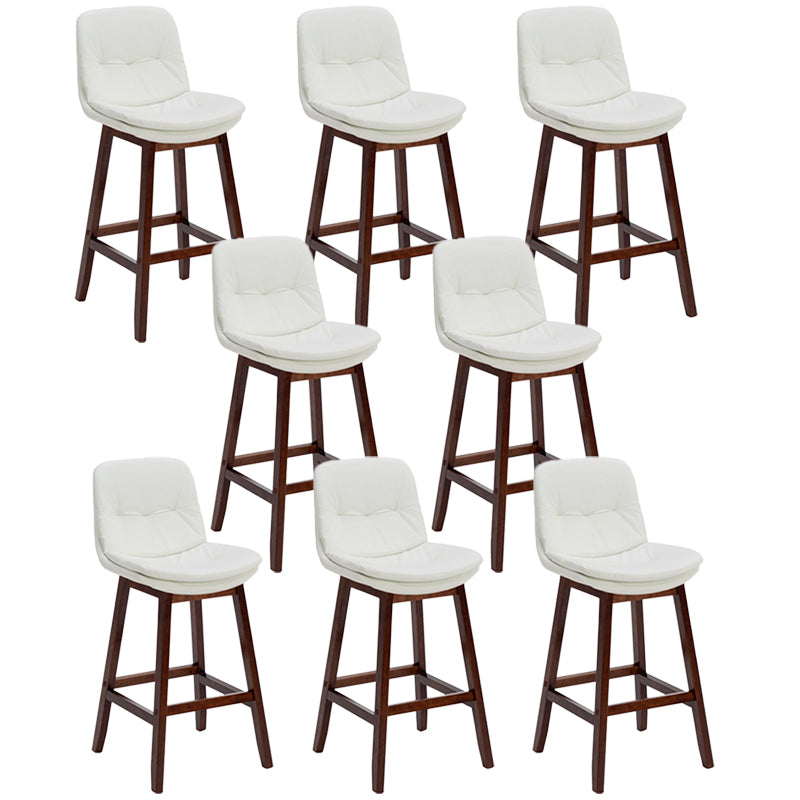 Contemporary Solid Wood Legs Faux Leather Counter Stools with Footrest