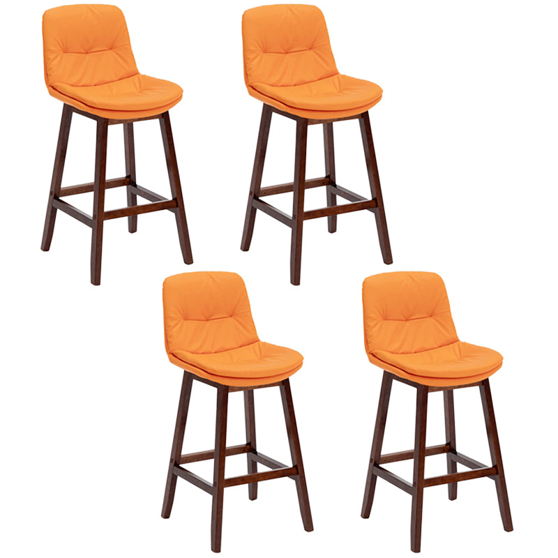 Contemporary Solid Wood Legs Faux Leather Counter Stools with Footrest