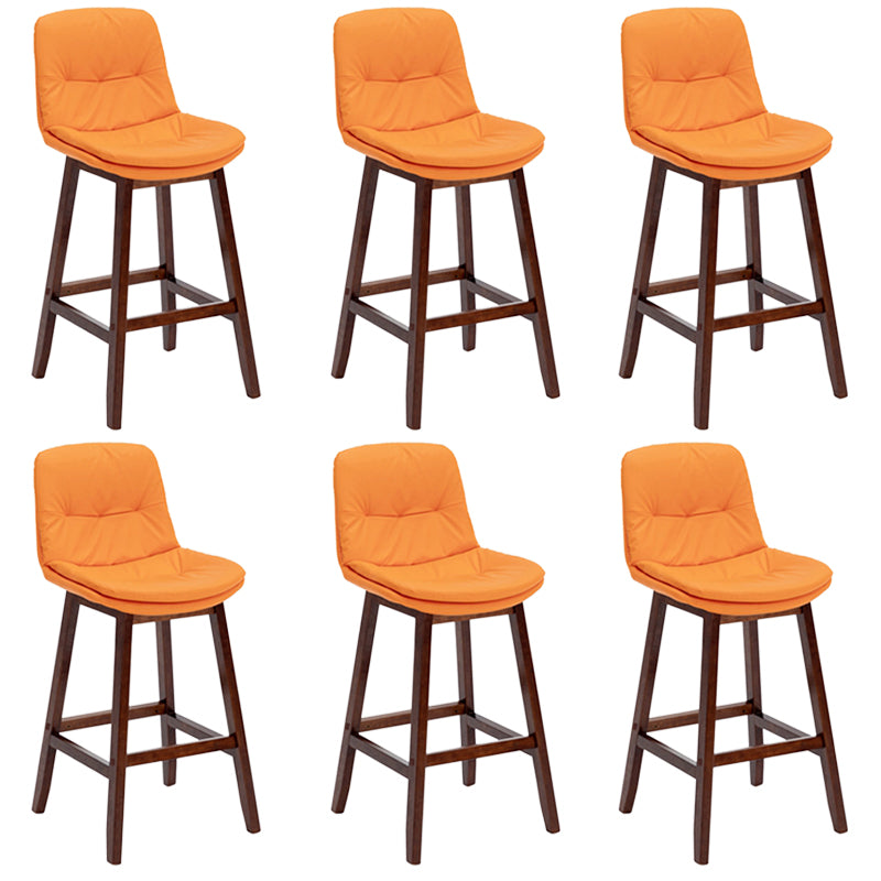 Contemporary Solid Wood Legs Faux Leather Counter Stools with Footrest