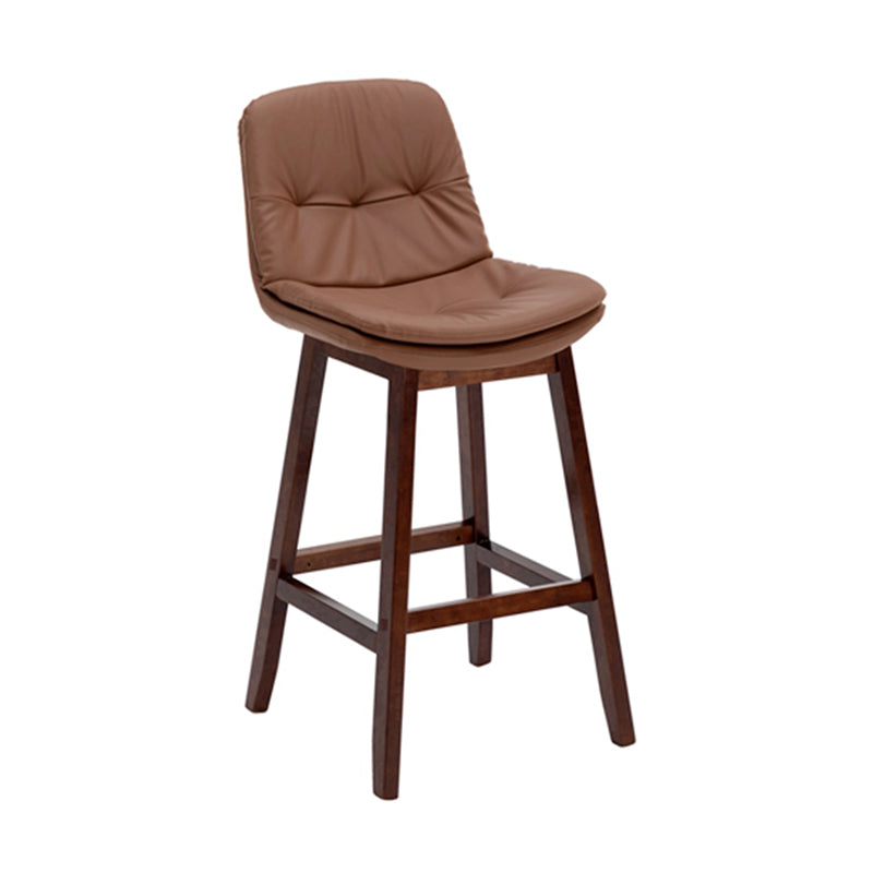 Contemporary Solid Wood Legs Faux Leather Counter Stools with Footrest