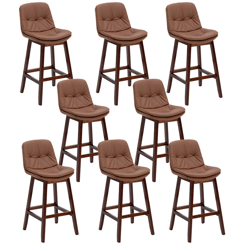Contemporary Solid Wood Legs Faux Leather Counter Stools with Footrest