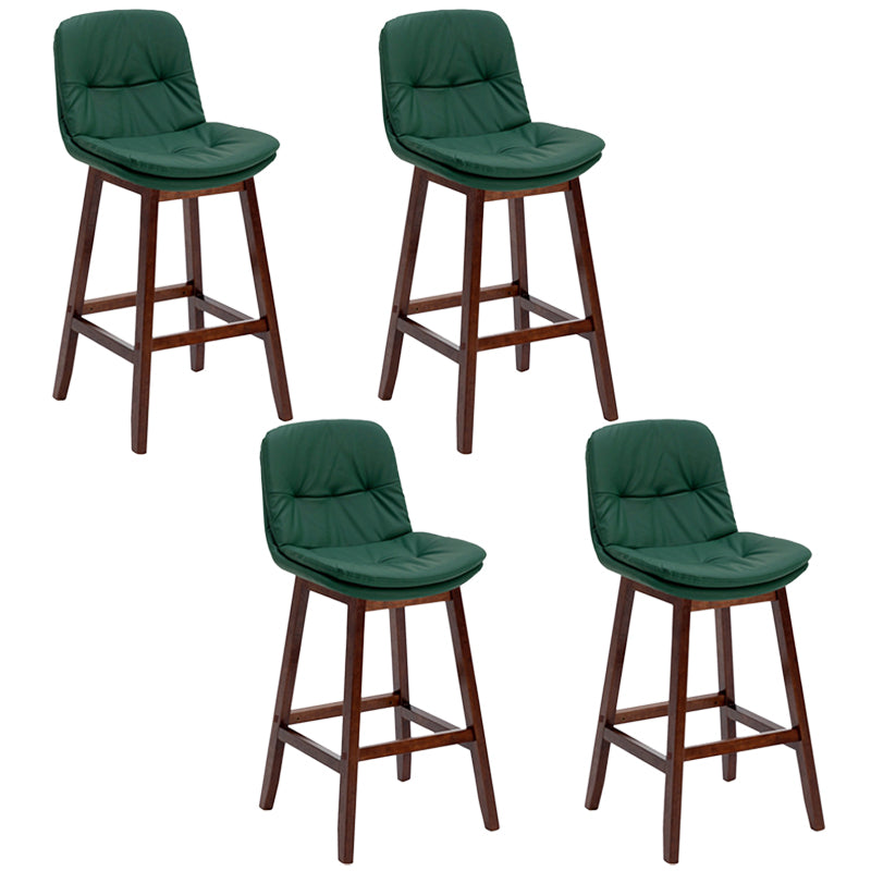 Contemporary Solid Wood Legs Faux Leather Counter Stools with Footrest