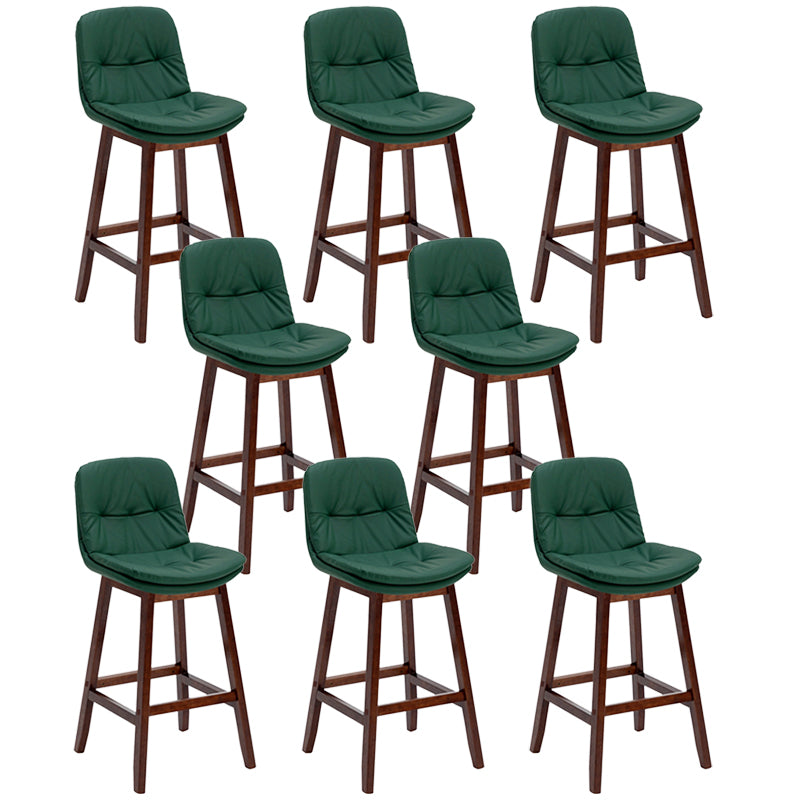 Contemporary Solid Wood Legs Faux Leather Counter Stools with Footrest