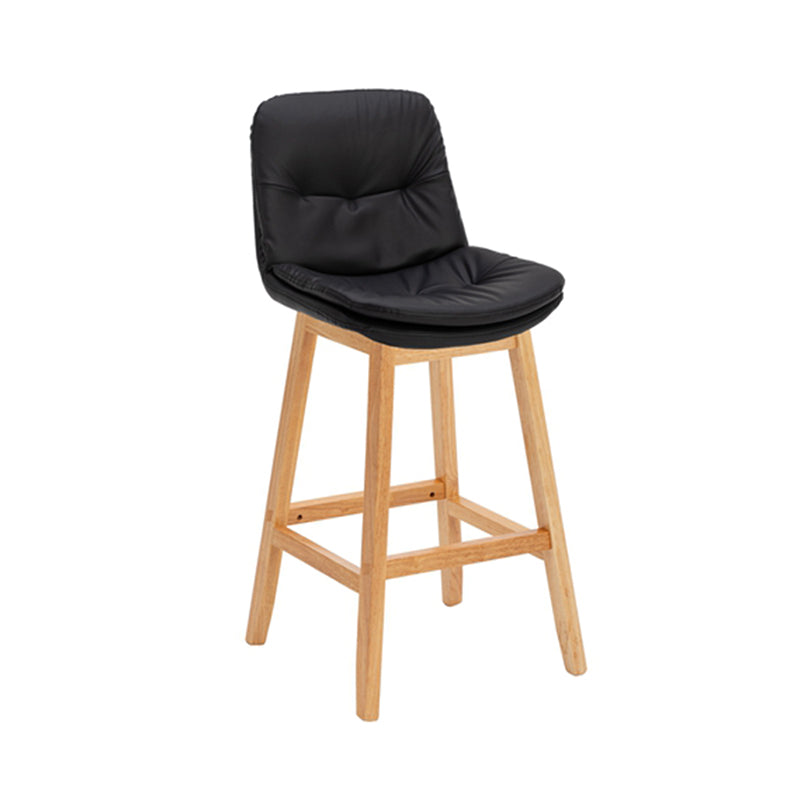 Contemporary Solid Wood Legs Faux Leather Counter Stools with Footrest