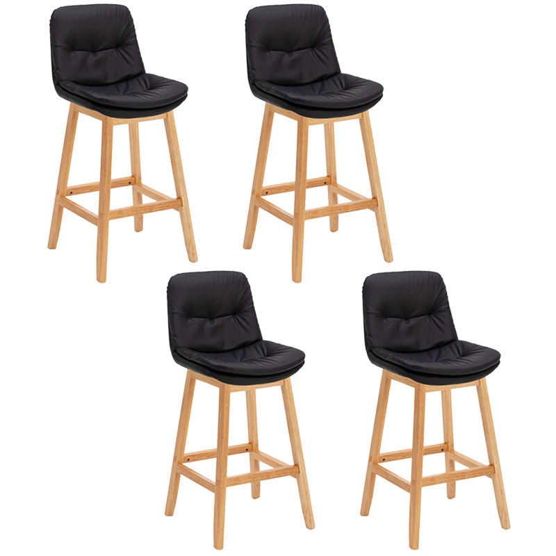 Contemporary Solid Wood Legs Faux Leather Counter Stools with Footrest