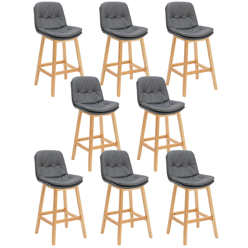 Contemporary Solid Wood Legs Faux Leather Counter Stools with Footrest