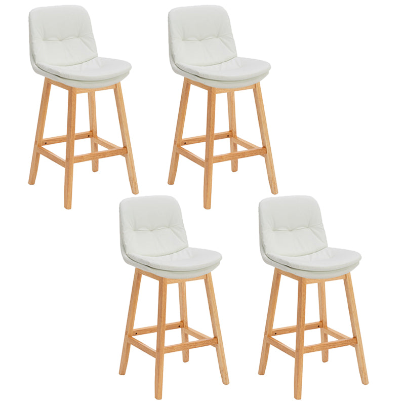 Contemporary Solid Wood Legs Faux Leather Counter Stools with Footrest