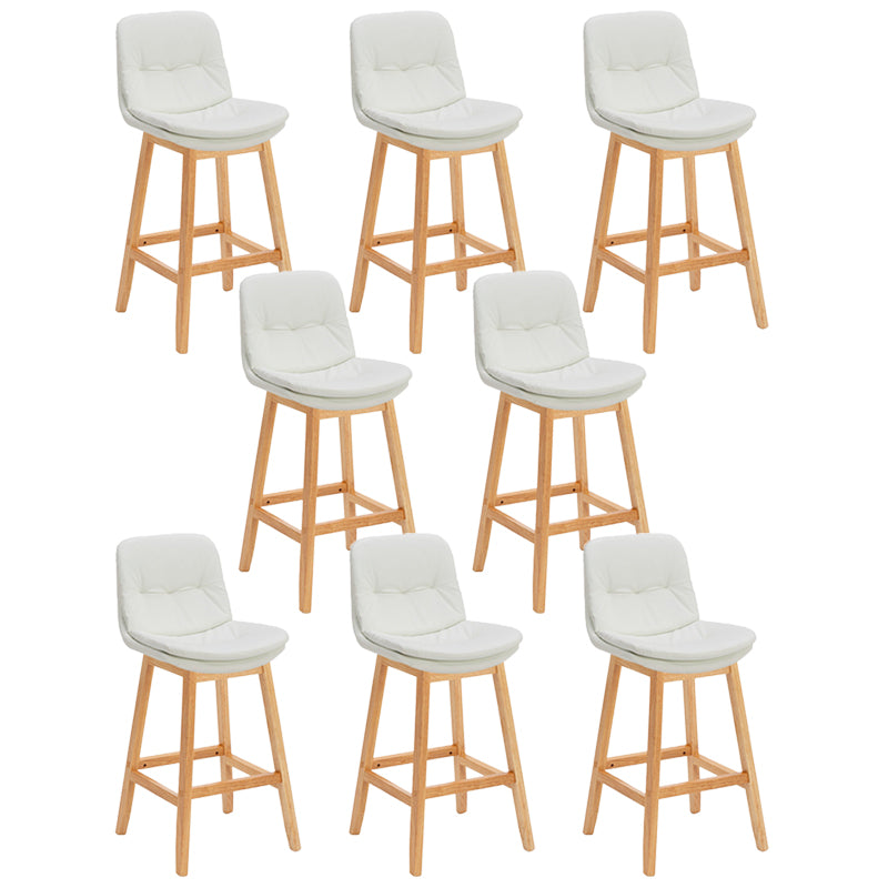 Contemporary Solid Wood Legs Faux Leather Counter Stools with Footrest