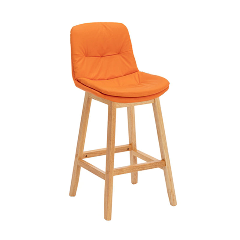 Contemporary Solid Wood Legs Faux Leather Counter Stools with Footrest