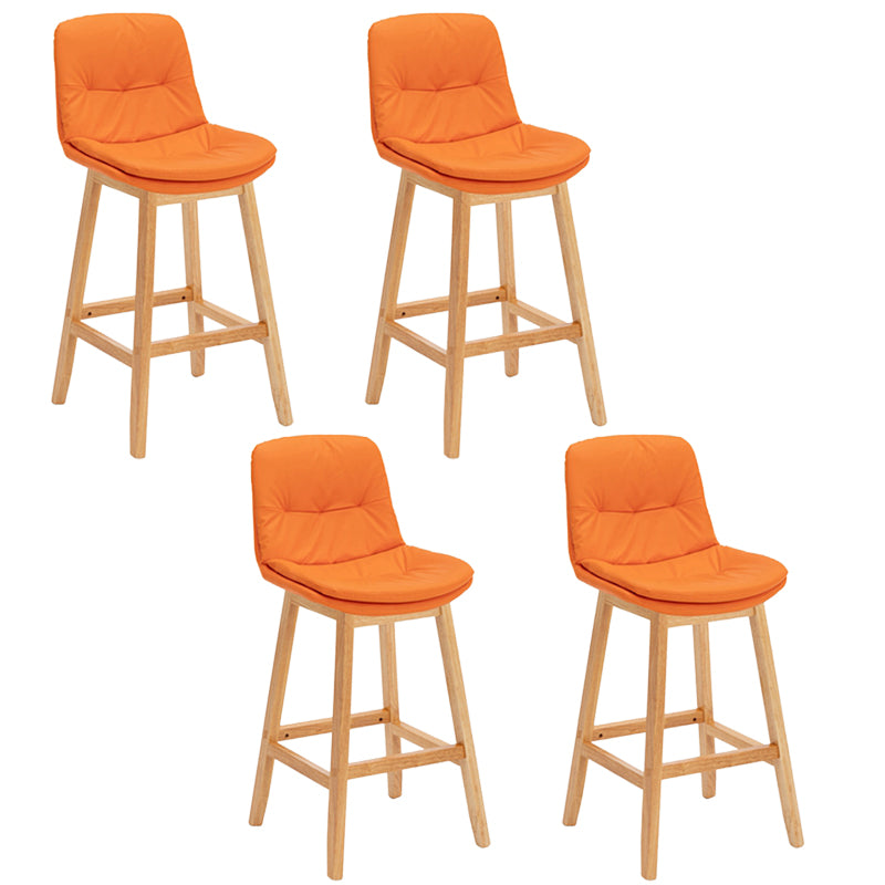 Contemporary Solid Wood Legs Faux Leather Counter Stools with Footrest