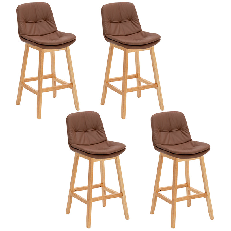 Contemporary Solid Wood Legs Faux Leather Counter Stools with Footrest