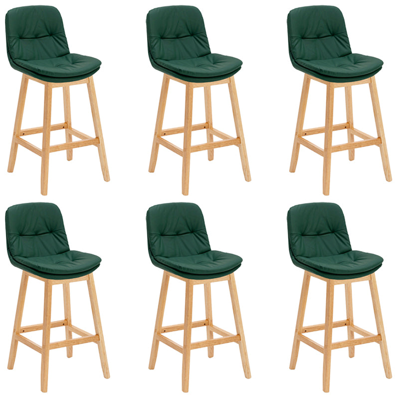 Contemporary Solid Wood Legs Faux Leather Counter Stools with Footrest