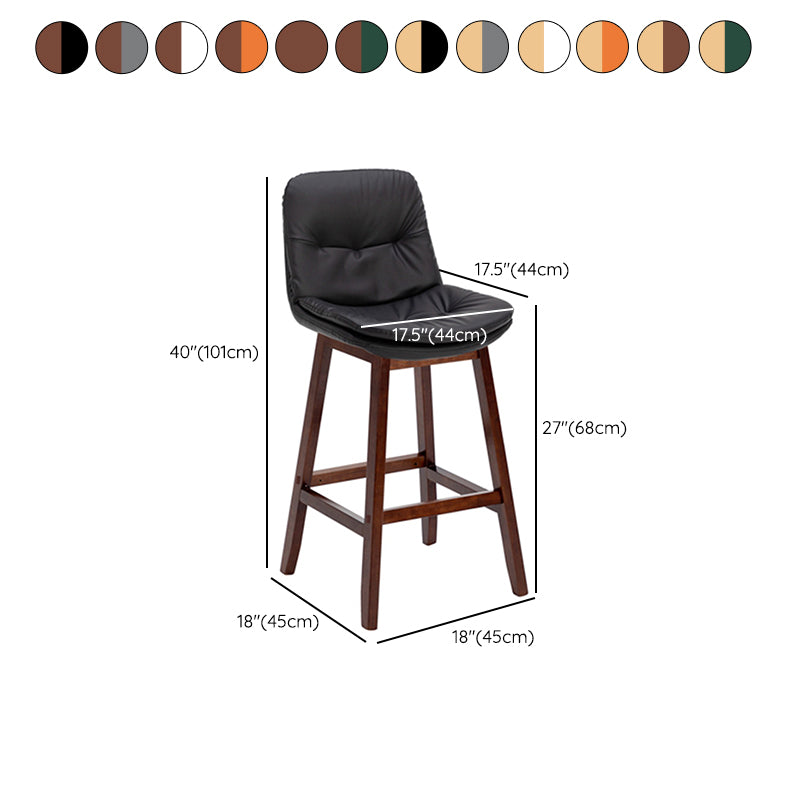 Contemporary Solid Wood Legs Faux Leather Counter Stools with Footrest