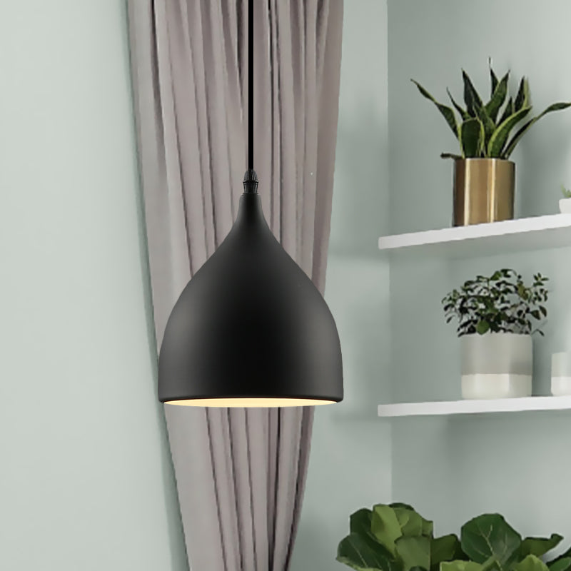 6.5"/10" Dia Dome Metal Hanging Ceiling Light Industrial 1 Light Restaurant Pendant Light in Black