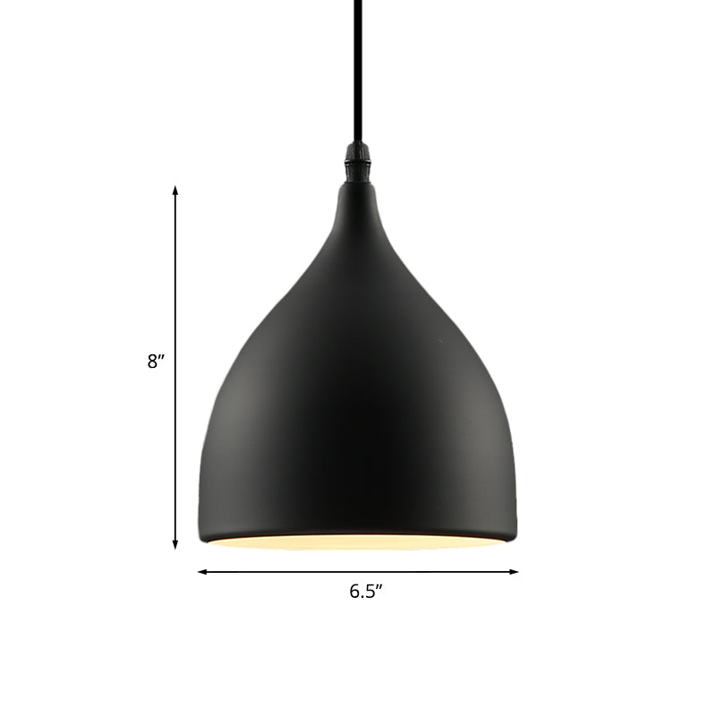 6.5"/10" Dia Dome Metal Hanging Ceiling Light Industrial 1 Light Restaurant Pendant Light in Black
