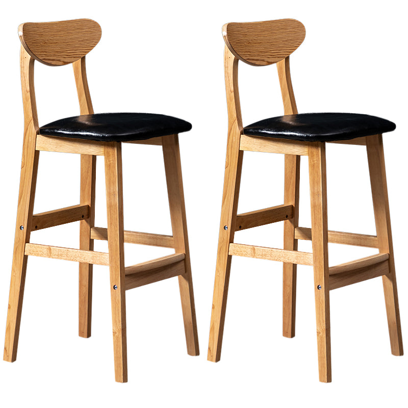Modern Rubberwood Indoor Bar Stools Natural Finish with Backrest