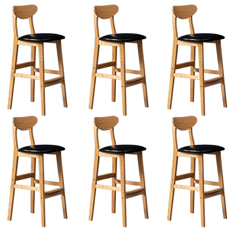 Modern Rubberwood Indoor Bar Stools Natural Finish with Backrest