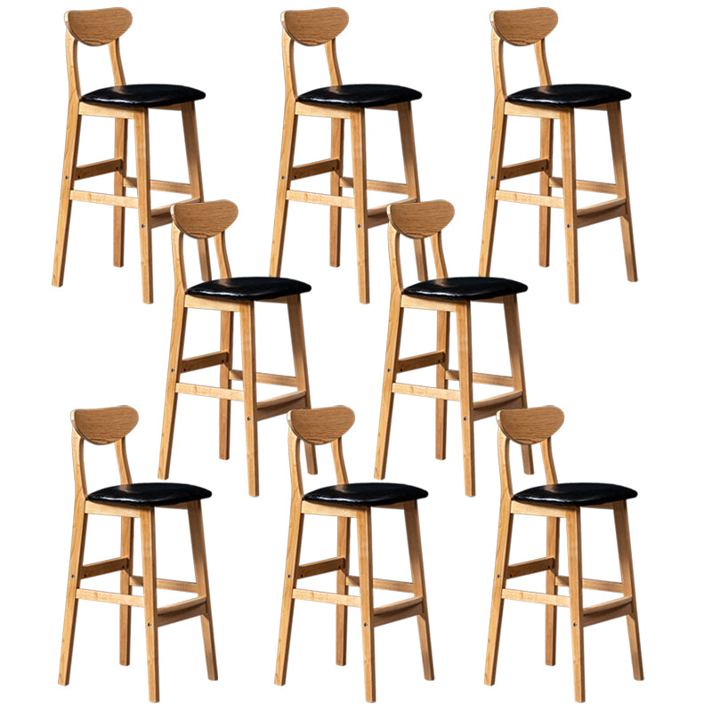 Modern Rubberwood Indoor Bar Stools Natural Finish with Backrest